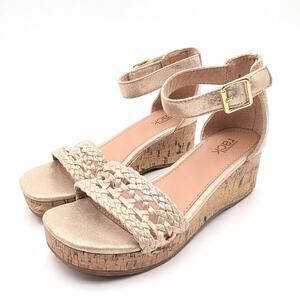 Nordstrom Rack Nrtalya Wedge Heel Platform Sandals Girls Tan Size US2 EU33